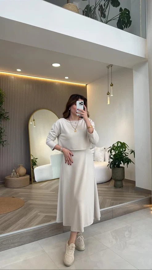 2-in-1 Elegant Layered Flare Maxi Dress