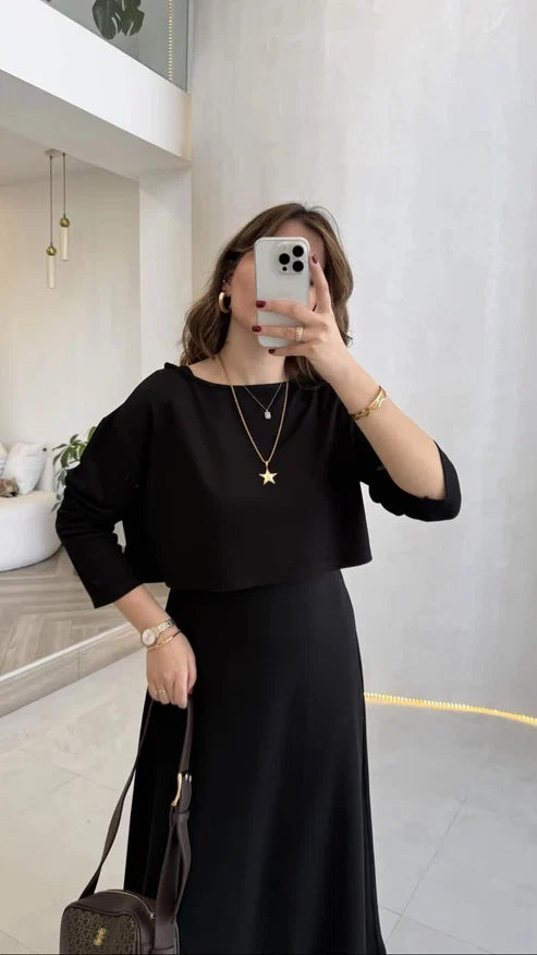 2-in-1 Elegant Layered Flare Maxi Dress
