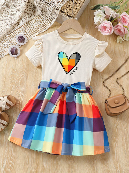 Rainbow Heart Girls Dress