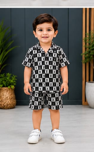 Black Luxury Monogram Boys Co-Ord Set