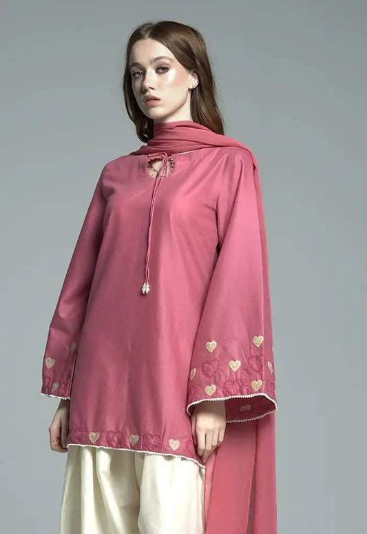 Blush Heart Embroidered 3-Piece Suit