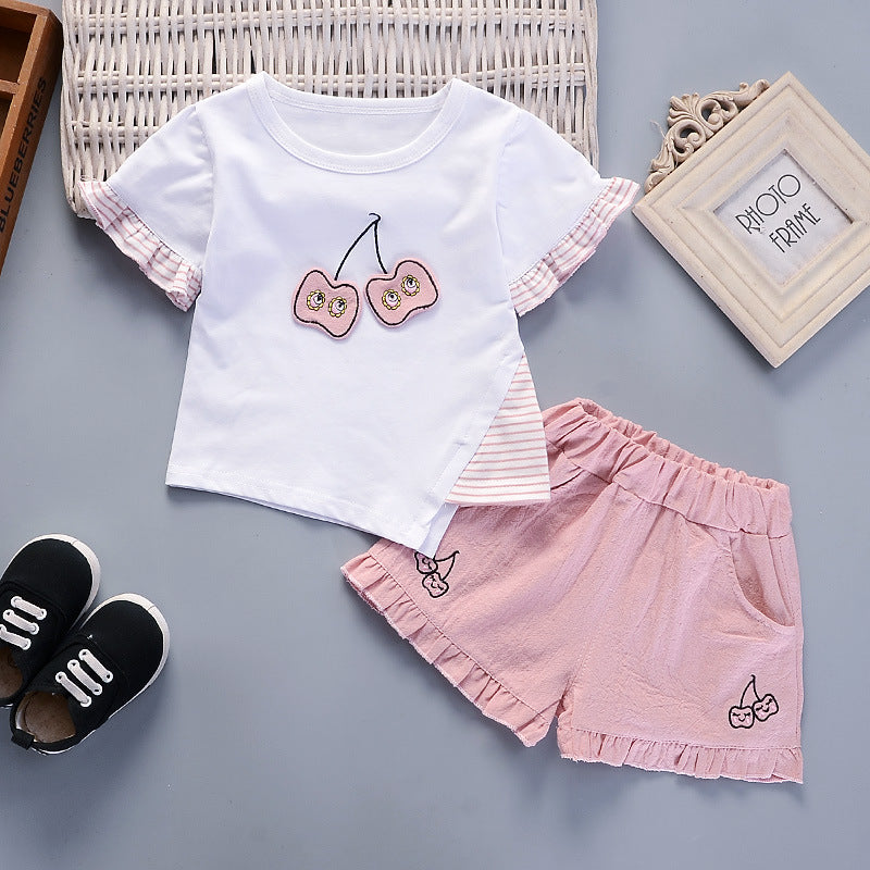 Girls Cherry Print T-Shirt & Shorts Set