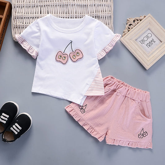 Girls Cherry Print T-Shirt & Shorts Set