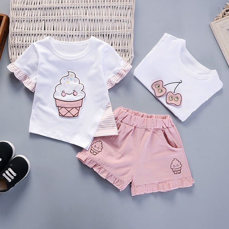 Girls Cherry Print T-Shirt & Shorts Set