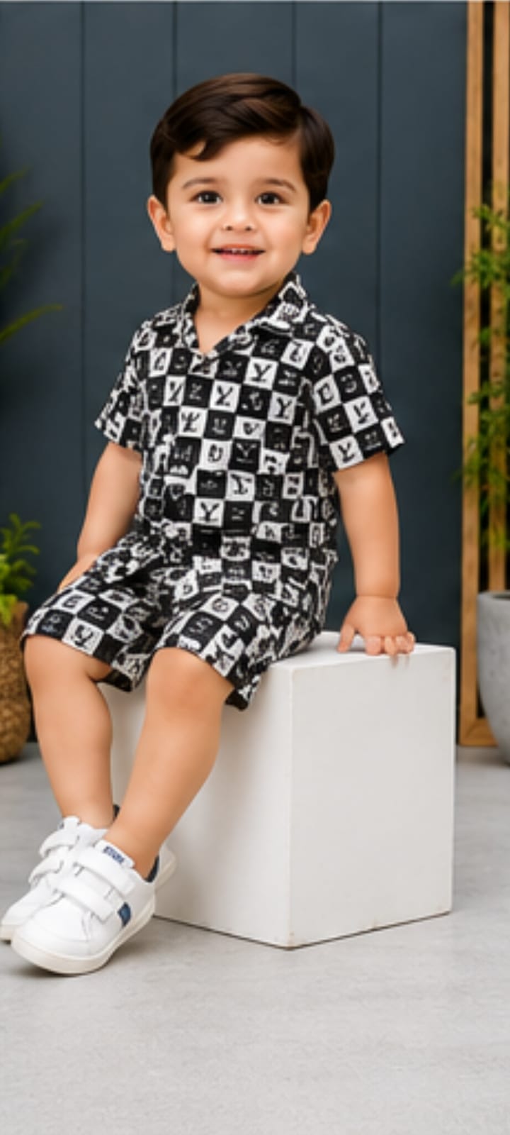 Black Luxury Monogram Boys Co-Ord Set