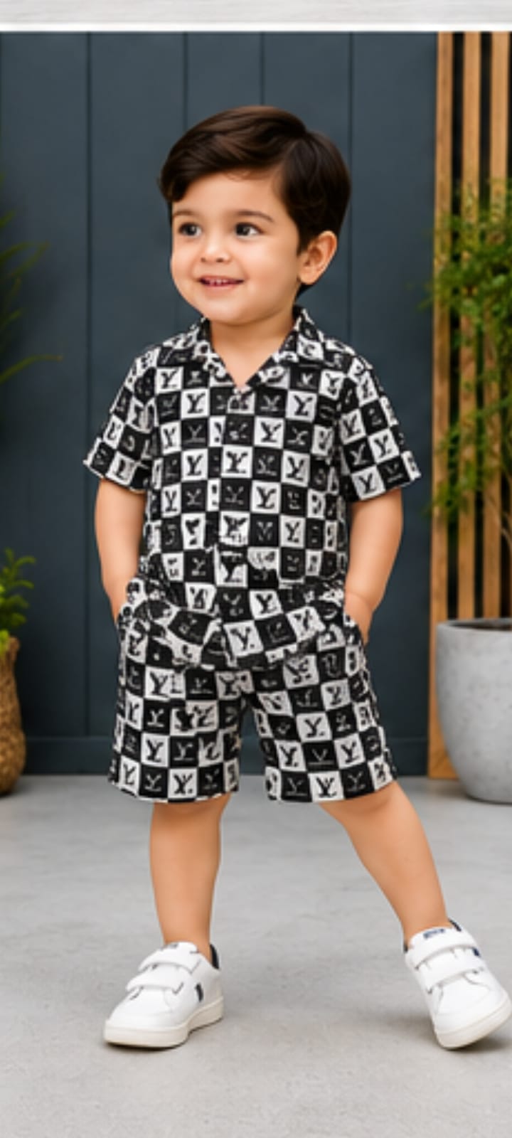 Black Luxury Monogram Boys Co-Ord Set