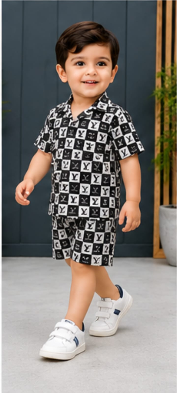Black Luxury Monogram Boys Co-Ord Set
