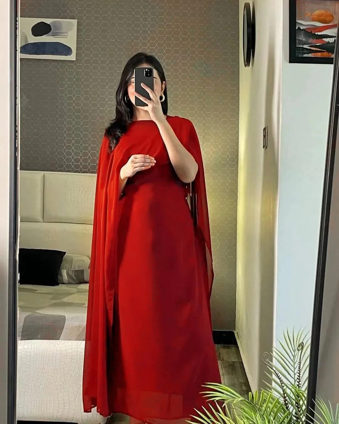 Elegant Cape Style Chiffon Maxi Dress