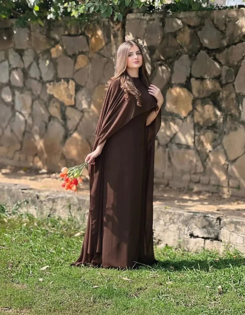 Elegant Cape Style Chiffon Maxi Dress