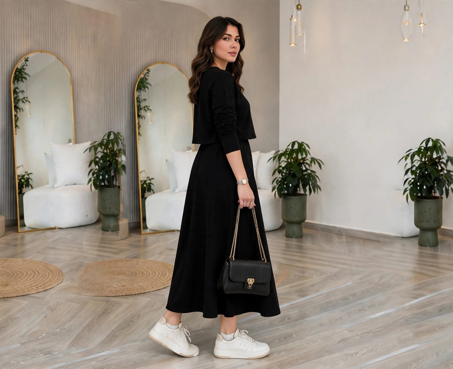 2-in-1 Elegant Layered Flare Maxi Dress