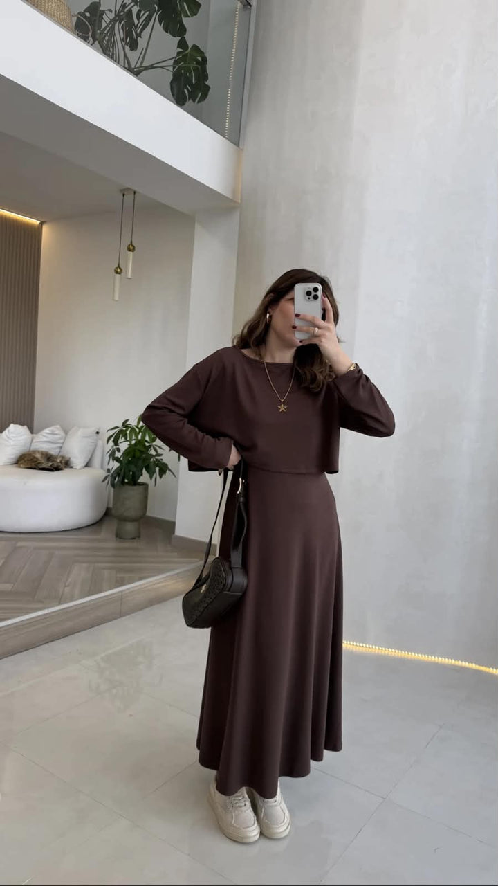 2-in-1 Elegant Layered Flare Maxi Dress